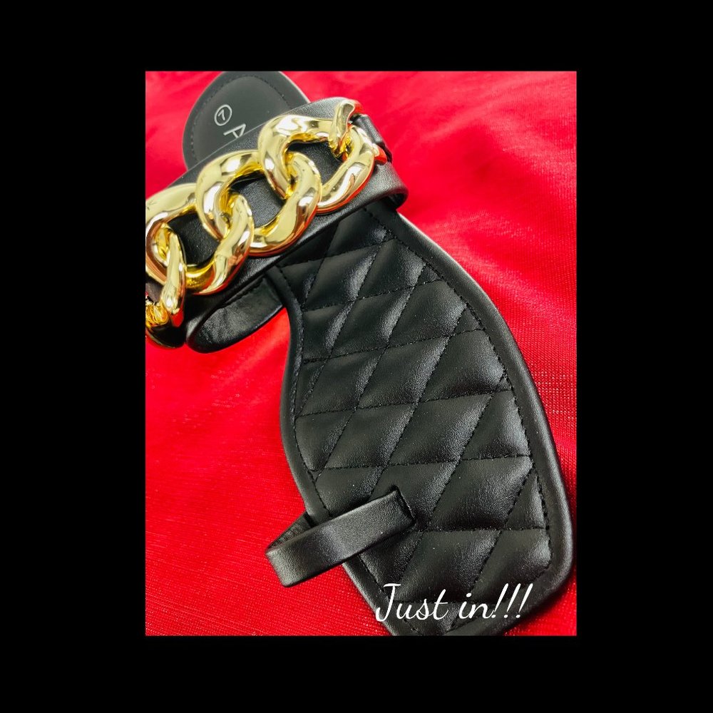 SZ 8  Anna Gold Chain Toe Ring Sandal - Picture 3 of 3